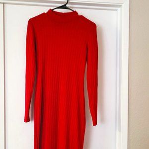 Fashion Nova Long sleeve red midi dress